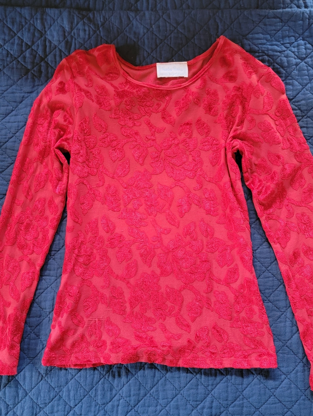 Hanky Panky Red Floral Burnout Knit Top